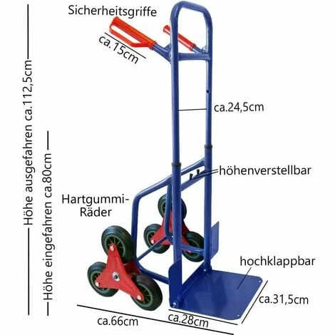 Grafner® Treppensteiger Sackkarre Ausziehbar / Klappbar 200 Kg 4 Grafner® Treppensteiger Sackkarre Ausziehbar / Klappbar 200 Kg – Bild 2