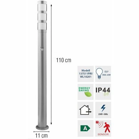 Grafner® Edelstahl Wegleuchte Mit Bewegungsmelder WL10201 Gartenlampe 110 Cm 2er Set 3 Grafner® Edelstahl Wegleuchte Mit Bewegungsmelder WL10201 Gartenlampe 110 Cm 2er Set