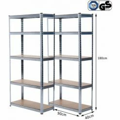 Grafner® Doppel Schwerlastregal 1,80m Werkstattregal Auf 5 Ebenen 1750kg Traglast TÜV / GS Geprüft