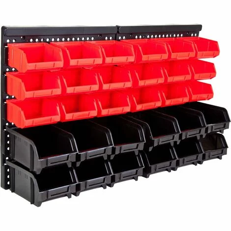 Grafner® 32tlg. Wandregal Mit Stapelboxen Sortimentskasten Schraubenregal Stapelboxen Lochwand 3 Grafner® 32tlg. Wandregal Mit Stapelboxen Sortimentskasten Schraubenregal Stapelboxen Lochwand