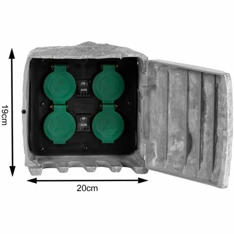 Grafner® Gartensteckdose Außensteckdose Steinoptik 4 Fach Outdoor 5 Grafner® Gartensteckdose Außensteckdose Steinoptik 4 Fach Outdoor – Bild 3