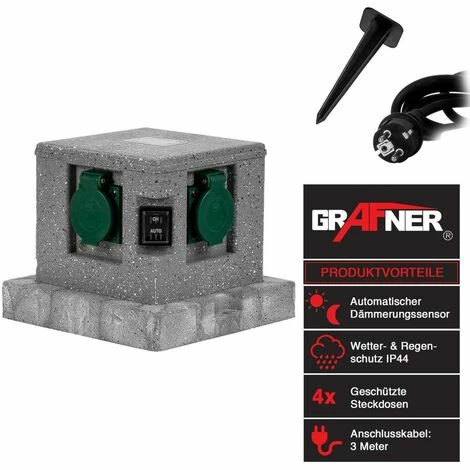 Grafner® Gartensteckdose Außensteckdose Steinoptik Quadratisch AS10785 4 Grafner® Gartensteckdose Außensteckdose Steinoptik Quadratisch AS10785 – Bild 2
