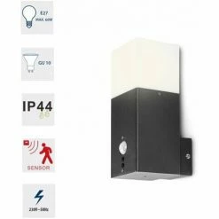 Grafner® Alu Wandlampe WL10802 Anzhrazit Mit Bewegungsmelder Wandleuchte 2er Set