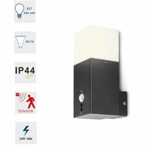 Grafner® Alu Wandlampe WL10802 anzhrazit mit Bewegungsmelder Wandleuchte 2er Set Grafner® Alu Wandlampe WL10802 Anzhrazit Mit Bewegungsmelder Wandleuchte 2er Set -GRAFNER-shop 22790314 2