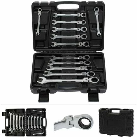 Grafner® Gelenk Ring Ratschen Schraubenschlüssel Satz 12 teilig RM10872 Grafner® Gelenk Ring Ratschen Schraubenschlüssel Satz 12 Teilig RM10872 -GRAFNER-shop 25410158 1