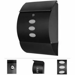 Grafner® Edelstahl Briefkasten Schwarz Mit Zeitungsrolle Und 3 Sichtfenstern Postkasten 4 Grafner® Edelstahl Briefkasten Schwarz Mit Zeitungsrolle Und 3 Sichtfenstern Postkasten -GRAFNER-shop 27343004 3