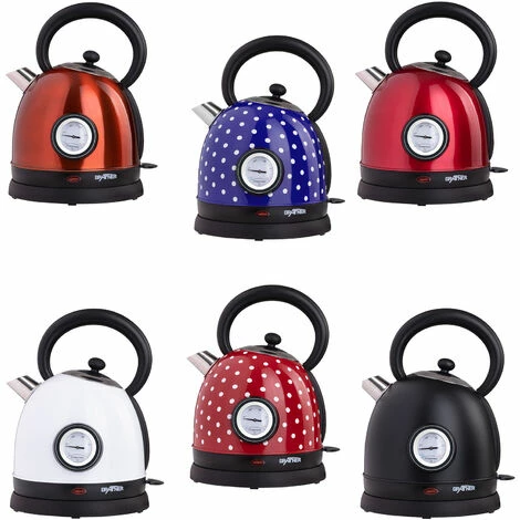 Grafner® Retro Wasserkocher Mit Temperaturanzeige Verschiedene Farben Rot /Pünktchen 3 Grafner® Retro Wasserkocher Mit Temperaturanzeige Verschiedene Farben Rot /Pünktchen