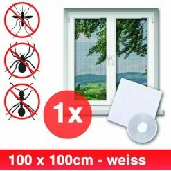 Grafner® Insektenschutz Fliegengitter Fenster 100x100cm Mit Klettband IS10906 Weiß