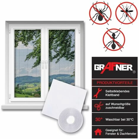 Grafner® Insektenschutz Fliegengitter Fenster 100x100cm Mit Klettband IS10906 Weiß 3 Grafner® Insektenschutz Fliegengitter Fenster 100x100cm Mit Klettband IS10906 Weiß – Bild 2