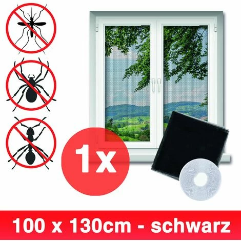 Grafner® Insektenschutz Fliegengitter Fenster 100x130cm Mit Klettband IS10903 Schwarz 3 Grafner® Insektenschutz Fliegengitter Fenster 100x130cm Mit Klettband IS10903 Schwarz