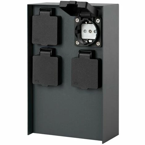 Grafner® Steckdosensäule Schwarz Mit 4 Außensteckdosen Edelstahl Gartensteckdose Energiesäule 4 Grafner® Steckdosensäule Schwarz Mit 4 Außensteckdosen Edelstahl Gartensteckdose Energiesäule – Bild 2