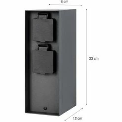 Grafner® Steckdosensäule Anthrazit Mit Timer Und 2 Außensteckdosen Edelstahl Gartensteckdose Energie -GRAFNER-shop 37535850 3