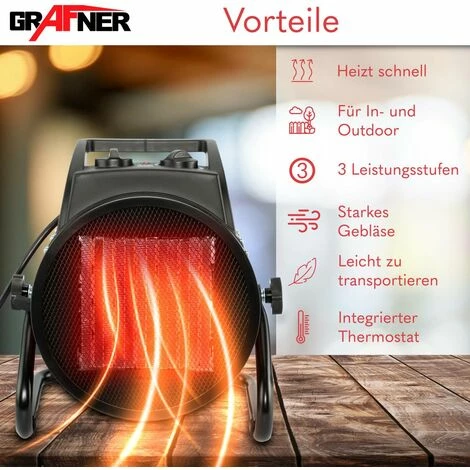 Grafner® Elektroheizer Heizlüfter Bauheizer 3000 Watt Heizstrahler EH10934 Grafner® Elektroheizer Heizlüfter Bauheizer 3000 Watt Heizstrahler EH10934 -GRAFNER-shop 44111610 2