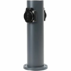 Grafner® Steckdosensäule Anthrazit Mit 2 Außensteckdosen Edelstahl Gartensteckdose Energiesäule