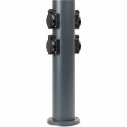 Grafner® Steckdosensäule Anthrazit Mit 4 Außensteckdosen Edelstahl Gartensteckdose Energiesäule