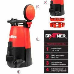 Grafner® 3in1 Kombitauchpumpe Flachsaugerpumpe 750 Watt 17.500 L/h Schmutzwasserpumpe Klarwasserpump -GRAFNER-shop 58130980 5
