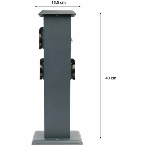 Grafner® Steckdosensäule Anthrazit Mit Dämmerungssensor Edelstahl Gartensteckdose Energiesäule 5 Grafner® Steckdosensäule Anthrazit Mit Dämmerungssensor Edelstahl Gartensteckdose Energiesäule – Bild 3