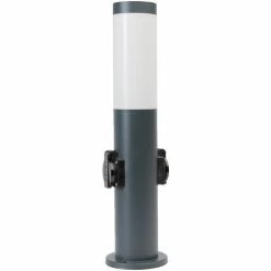 Grafner® Wegleuchte Mit 2 Außensteckdosen Anthrazit Gartenlampe 45 Cm