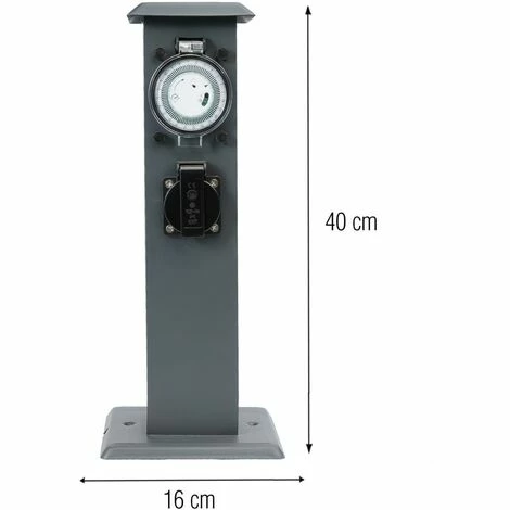 Grafner® Edelstahl Steckdosensäule Mit Timer 2 Außensteckdosen Anthrazit Gartensteckdose Energiesäul 5 Grafner® Edelstahl Steckdosensäule Mit Timer 2 Außensteckdosen Anthrazit Gartensteckdose Energiesäul – Bild 3
