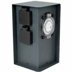 Grafner® Edelstahl Steckdosensäule Mit Timer 2 Außensteckdosen Anthrazit Gartensteckdose