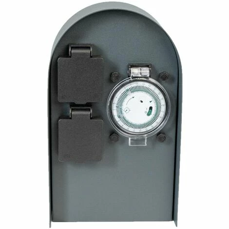 Grafner® Edelstahl Steckdosensäule Mit Timer 2 Außensteckdosen Anthrazit Gartensteckdose 6 Grafner® Edelstahl Steckdosensäule Mit Timer 2 Außensteckdosen Anthrazit Gartensteckdose – Bild 4