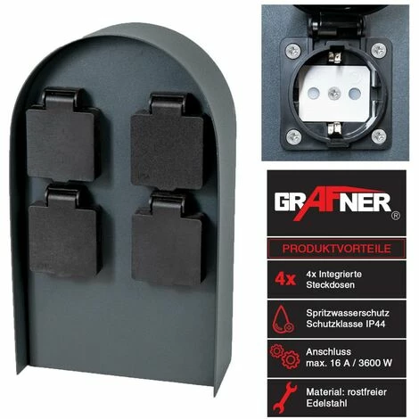 Grafner® Steckdosensäule mit 4 Außensteckdosen Edelstahl Gartensteckdose Energiesäule Grafner® Steckdosensäule Mit 4 Außensteckdosen Edelstahl Gartensteckdose Energiesäule -GRAFNER-shop 60706250 2