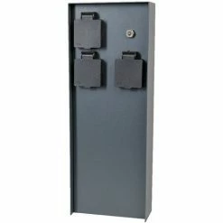 Grafner® Steckdosensäule Dämmerungssensor Anthrazit Mit 4 Außensteckdosen Edelstahl Gartensteckdose