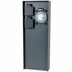 Grafner® Edelstahl Steckdosensäule Mit Timer 2 Außensteckdosen Anthrazit Gartensteckdose