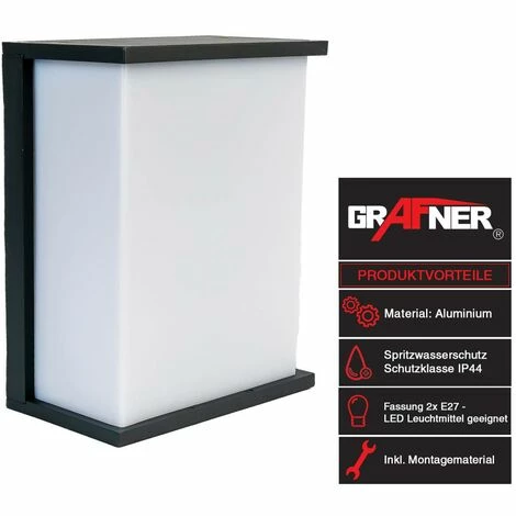 Grafner® LED Aluminium Wandlampe Außenleuchte Innenleuchte 4 Grafner® LED Aluminium Wandlampe Außenleuchte Innenleuchte – Bild 2