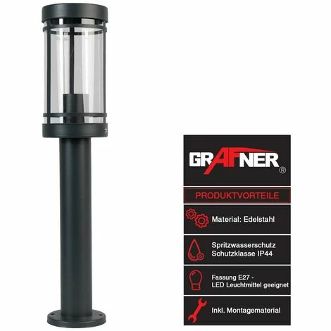 Grafner® Edelstahl Wegleuchte Gartenlampe 50cm Standleuchte Anthrazit 4 Grafner® Edelstahl Wegleuchte Gartenlampe 50cm Standleuchte Anthrazit – Bild 2