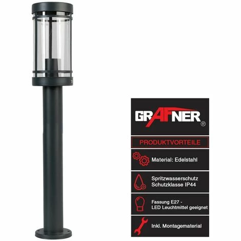 Grafner® Edelstahl Wegleuchte Gartenlampe 80cm Standleuchte Anthrazit 4 Grafner® Edelstahl Wegleuchte Gartenlampe 80cm Standleuchte Anthrazit – Bild 2