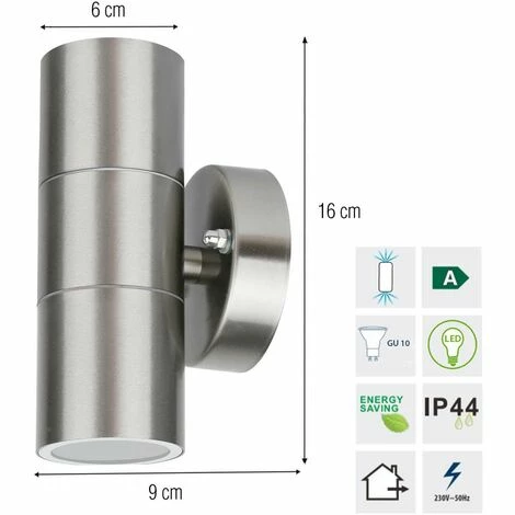 Grafner® Edelstahl Wandlampe 26AR Wandleuchte Lichtschein Up&Down/Oben&Unten 4 Grafner® Edelstahl Wandlampe 26AR Wandleuchte Lichtschein Up&Down/Oben&Unten – Bild 2