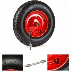 Grafner® Schubkarrenrad 4.80/4.00-8 PU Luftbereifung Metallfelge Mit Achse Schubkarrenreifen