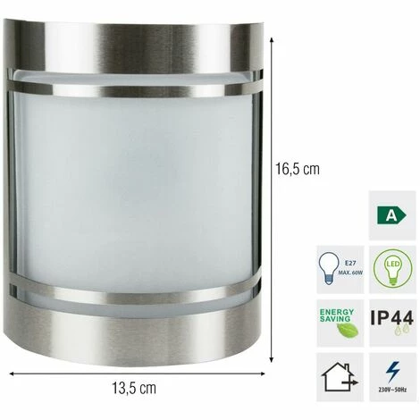 Grafner® Edelstahl Wandlampe 153SQE27 Wandleuchte WL10195 4 Grafner® Edelstahl Wandlampe 153SQE27 Wandleuchte WL10195 – Bild 2