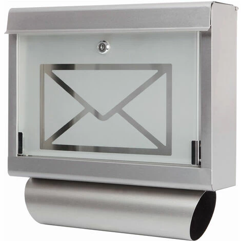 Grafner® Briefkasten Mit Zeitungsrolle Aus Edelstahl Und Glas Motiv Briefumschlag Postkasten 3 Grafner® Briefkasten Mit Zeitungsrolle Aus Edelstahl Und Glas Motiv Briefumschlag Postkasten