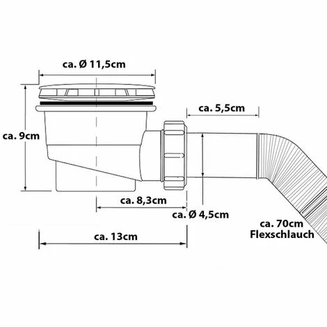 Grafner® Ablaufgarnitur Für Duschwanne Ø 84 - 96 Mm Mit Flexschlauch 4 Grafner® Ablaufgarnitur Für Duschwanne Ø 84 - 96 Mm Mit Flexschlauch – Bild 2