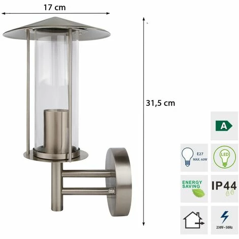 Grafner® Edelstahl Wandlampe 12WB Wandleuchte Hofleuchte 4 Grafner® Edelstahl Wandlampe 12WB Wandleuchte Hofleuchte – Bild 2