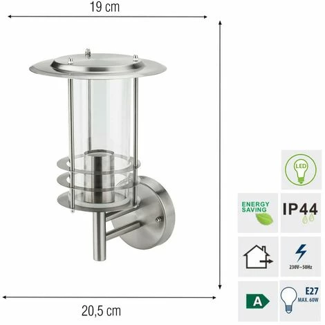 Grafner® Edelstahl Wandlampe 17WB Wandleuchte Hofleuchte 4 Grafner® Edelstahl Wandlampe 17WB Wandleuchte Hofleuchte – Bild 2