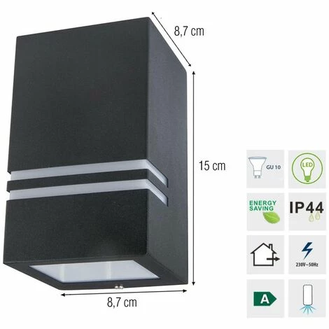 Grafner® Edelstahl Wandlampe 5142 Leuchte Lichtschein Down/Unten In Schwarz 4 Grafner® Edelstahl Wandlampe 5142 Leuchte Lichtschein Down/Unten In Schwarz – Bild 2