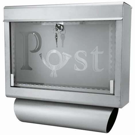 Grafner® Briefkasten Mit Zeitungsrolle Aus Edelstahl Und Glas Motiv Post 3 Grafner® Briefkasten Mit Zeitungsrolle Aus Edelstahl Und Glas Motiv Post