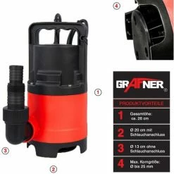 Grafner® Schmutzwasser Tauchpumpe 400 Watt 8000 L/h Schmutzwasserpumpe Gartenpumpe 10 Grafner® Schmutzwasser Tauchpumpe 400 Watt 8000 L/h Schmutzwasserpumpe Gartenpumpe -GRAFNER-shop 9993782 4